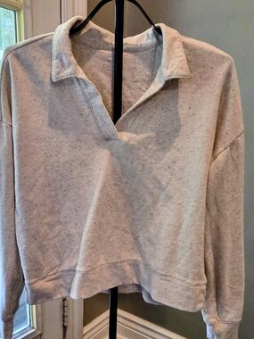 bcg Light Heather Gray Open V-Collar Pullover Sweatshirt
